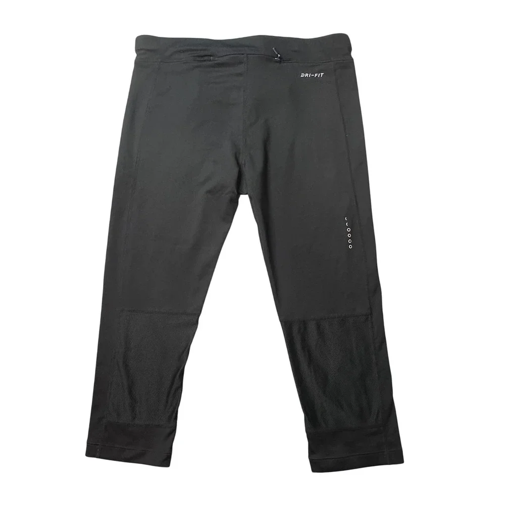 Nike Leggings Womens S Black‎ Dri-FIT Running Tights Cropped Mesh 645603-010